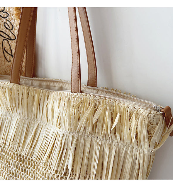 Elena Handbags Fashion Straw Woven Tote Bag