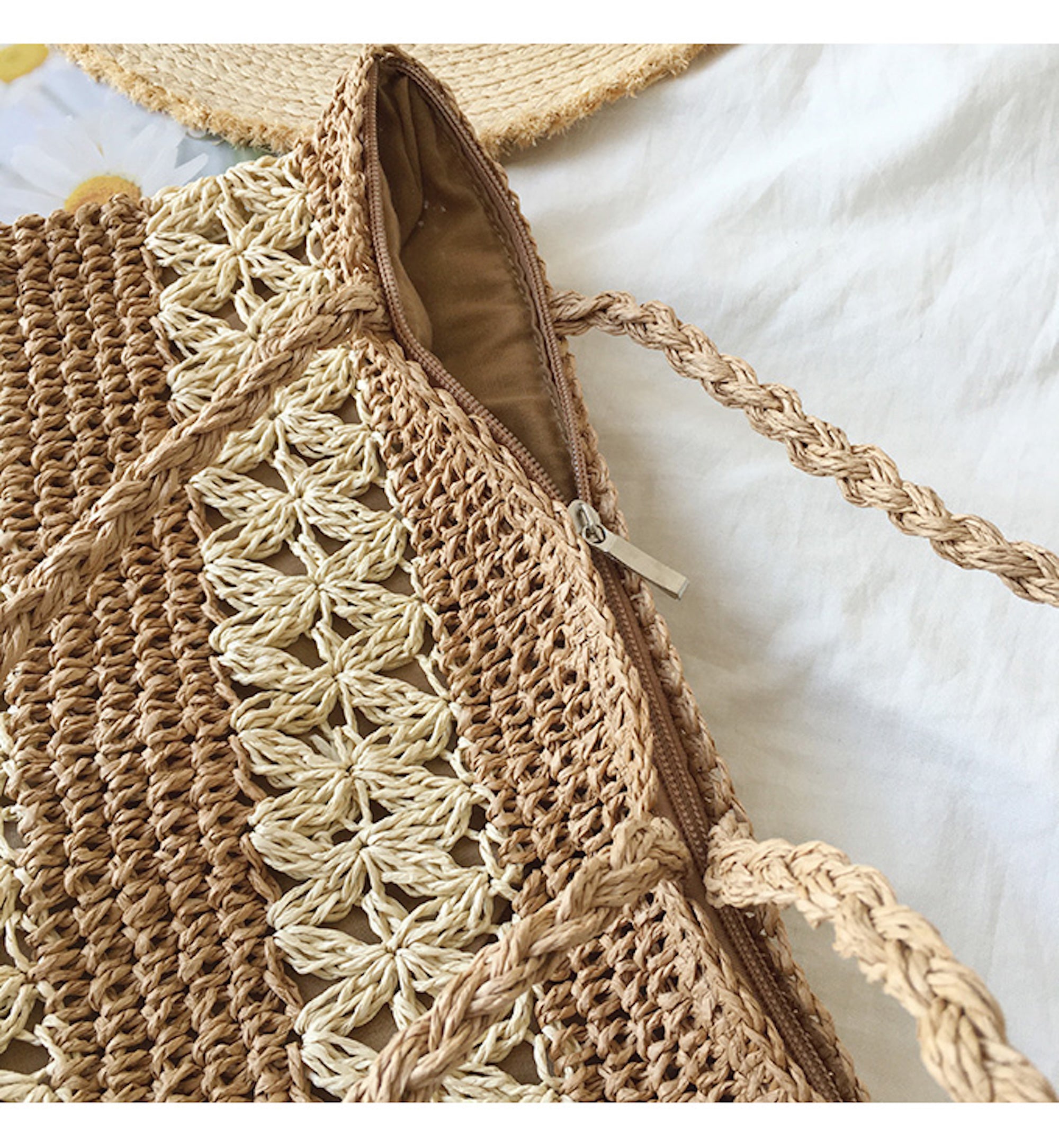 Buy Online High Quality, Unique Handmade 2021 Style Patterned Straw Woven Tote Bag, Retro Vibes, Summer Bag, Everyday Shoulder Bag, Beach Bag - Elena Handbags