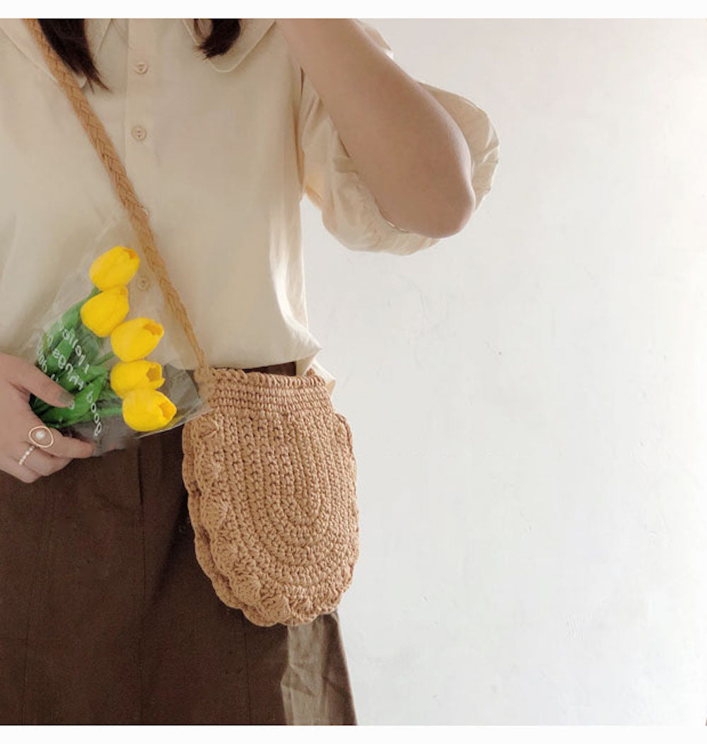 Buy Online High Quality, Unique Handmade Mini Cotton Knitted Shoulder Bag, Handmade Crochet Bag, Fashion Casual Bag, Gift for Her, Women's Woven Bag - Elena Handbags