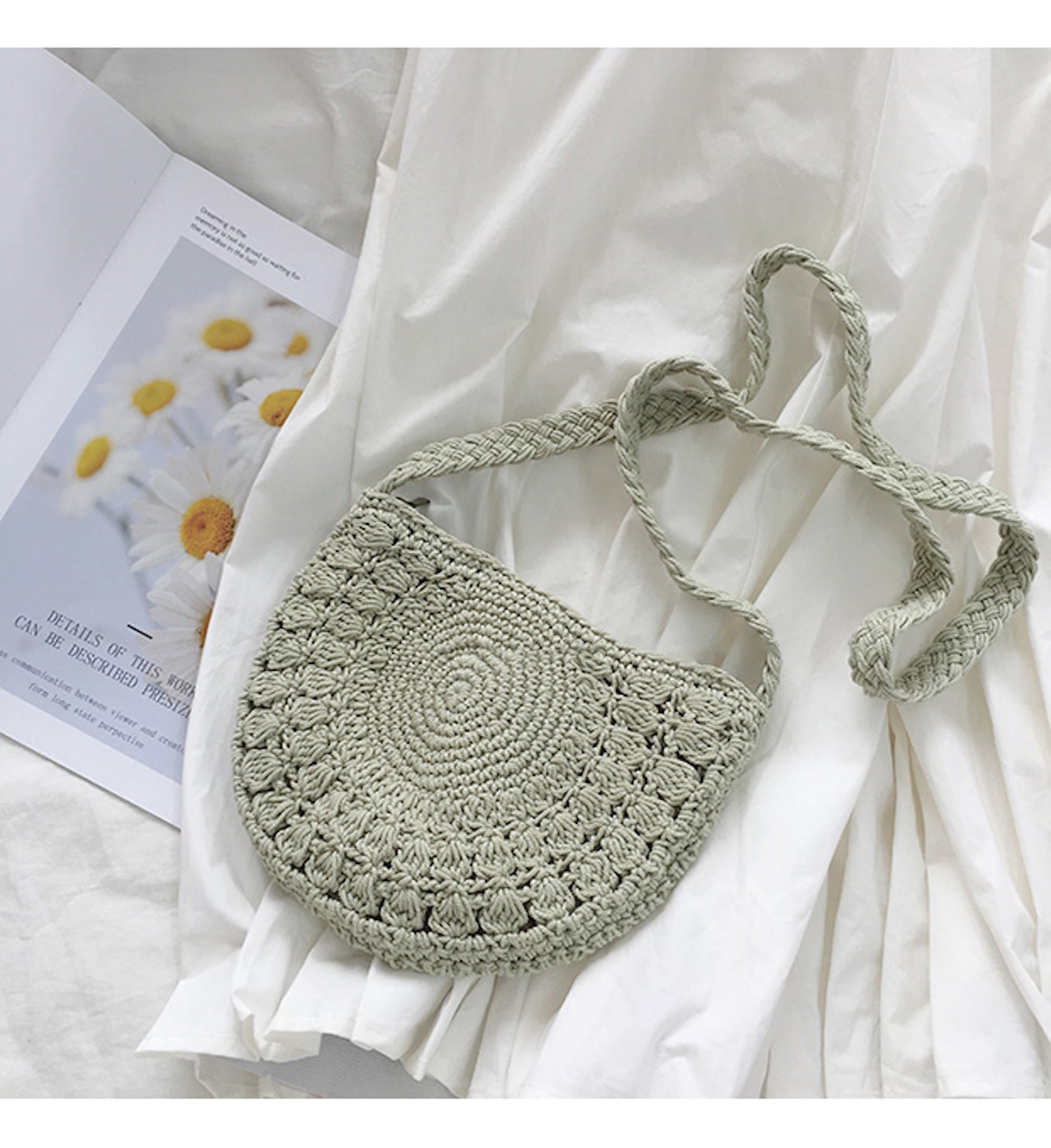 Buy Online High Quality, Unique Handmade Small Boho Cotton Knitted Shoulder Bag, Handmade Crochet Bag, Fashion Casual Bag, Gift for Her, Women's Woven Bag - Elena Handbags