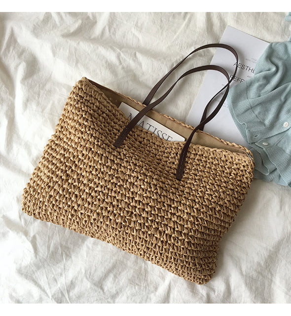 Buy Online High Quality, Unique Handmade Large Straw Woven Tote Bag, Summer Bag, Everyday Shoulder Bag, Beach Bag - Elena Handbags