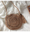 Buy Online High Quality, Unique Handmade Small Boho Round Beach Bag, Handmade Straw Woven Shoulder Bag, Summer Beach Bag - Elena Handbags