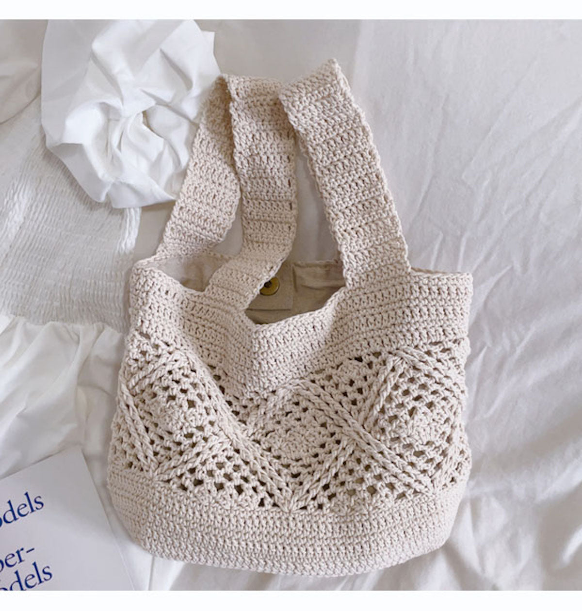 Elena Handbags Minimalistic Cotton Bucket Shoulder Bag
