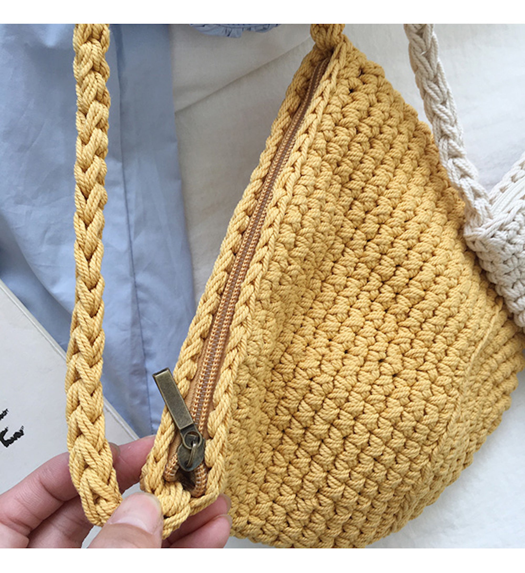 Buy Online High Quality, Unique Handmade Small Cotton Knitted Shoulder Bag, Handmade Crochet Bag, Fashion Casual Bag, Gift for Her, Women's Woven Bag - Elena Handbags