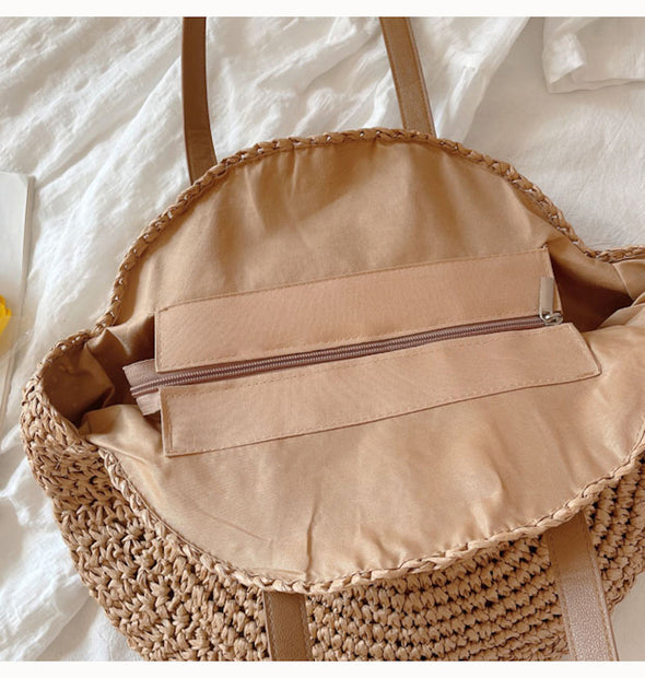 Elena Handbags Straw Round Tote Bag