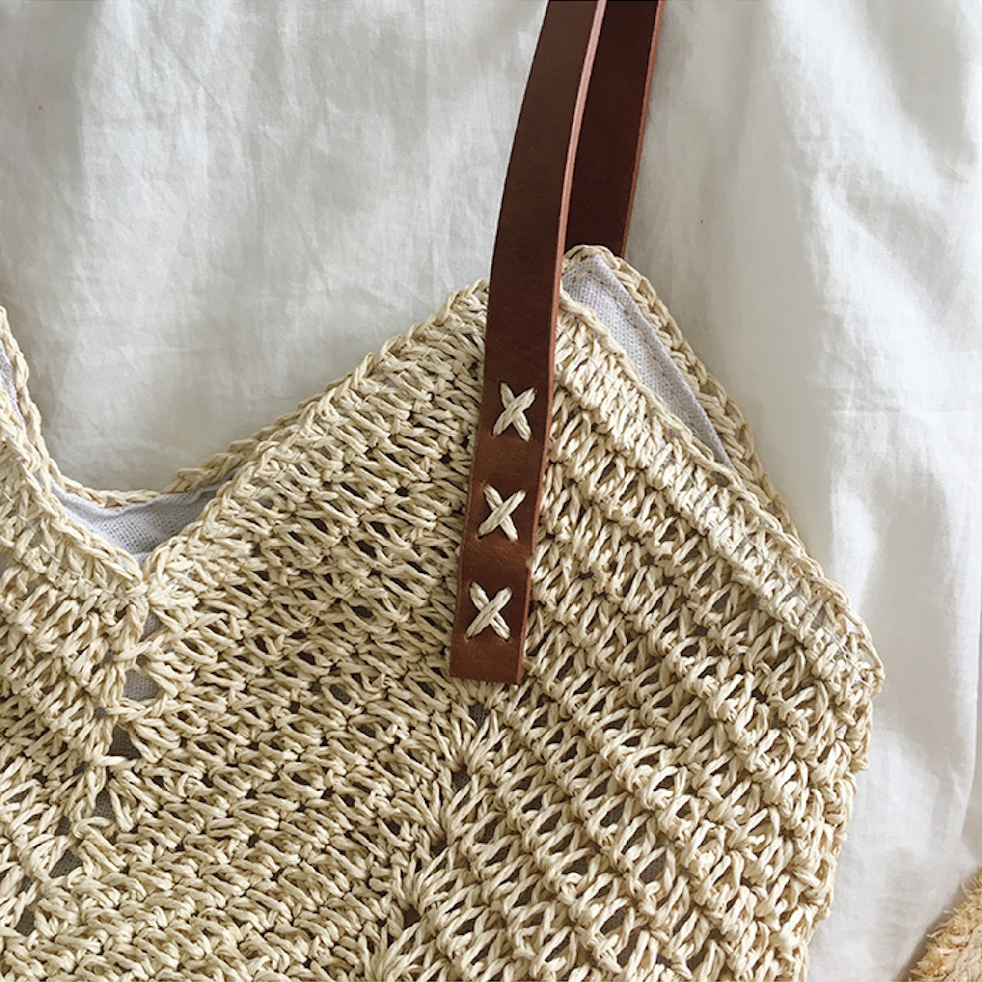 Buy Online High Quality, Unique Handmade Retro Straw Woven Tote Bag with Leather Straps, Summer Beach Bag, Handmade Shoulder Bag, Boho Beach Bag - Elena Handbags