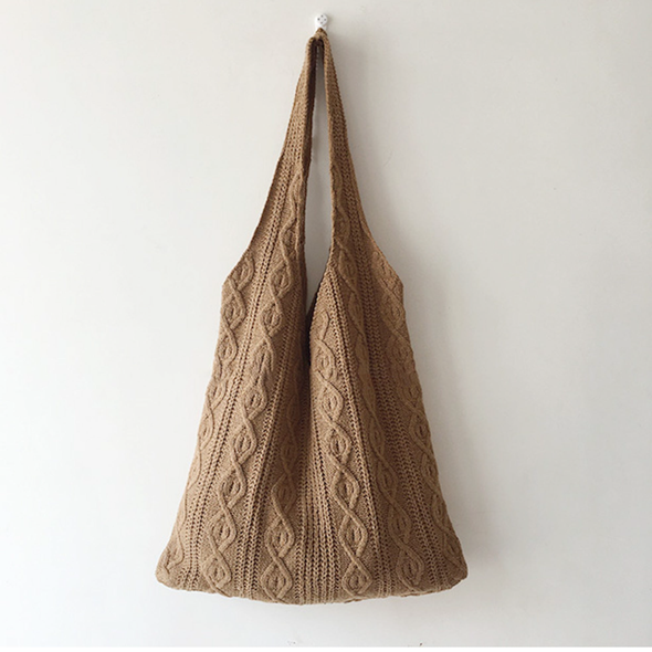 Elena Handbags Retro Artsy Twist Cotton Knitted Shoulder Bag