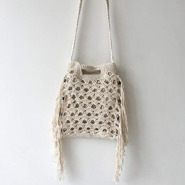 Elena Handbags Retro Cotton Crochet Shoulder Bag