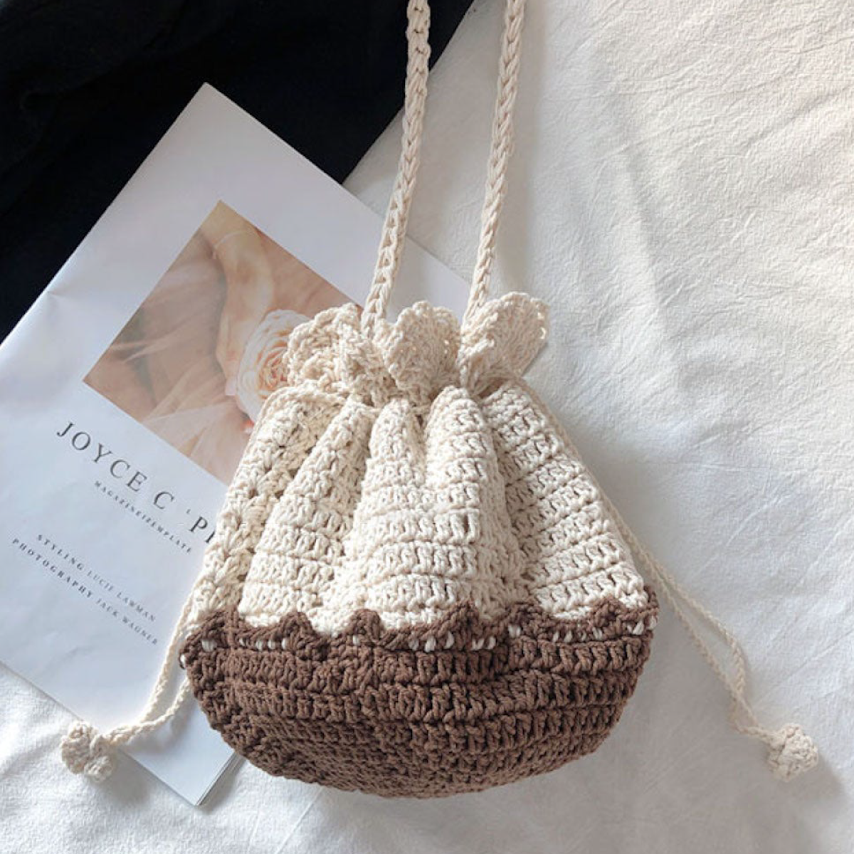 Retro Cotton Drawstring Shoulder Bag