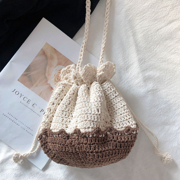 Elena Handbags Retro Cotton Drawstring Shoulder Bag