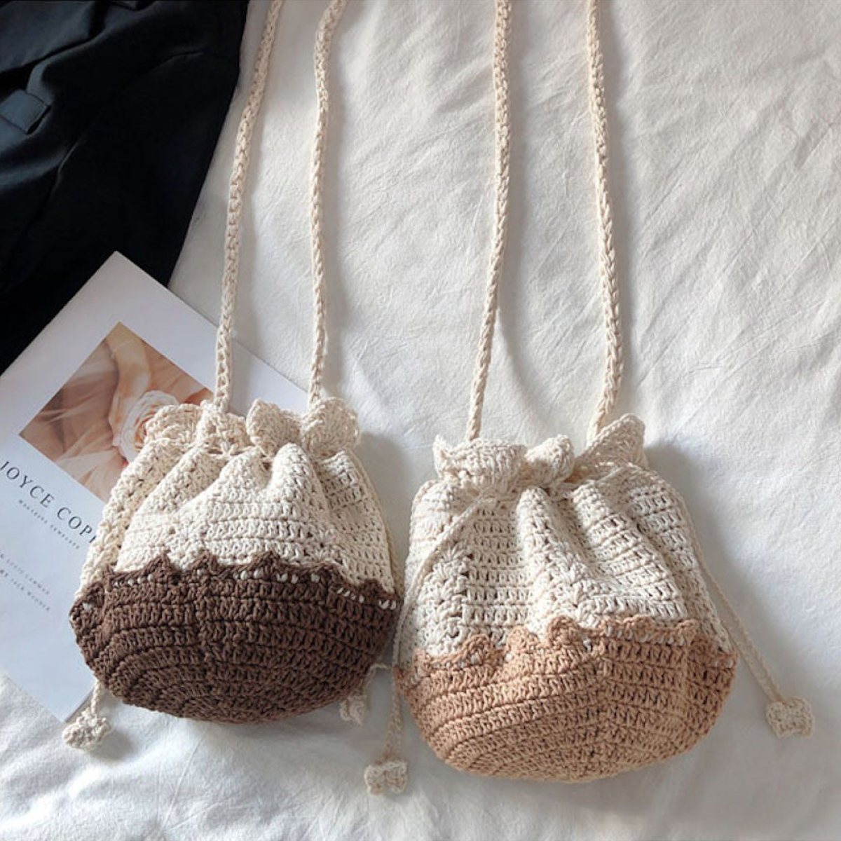 Retro Cotton Drawstring Shoulder Bag