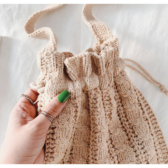Buy Online Elena Handbags Handmade Cotton Knitted Drawstring Bag