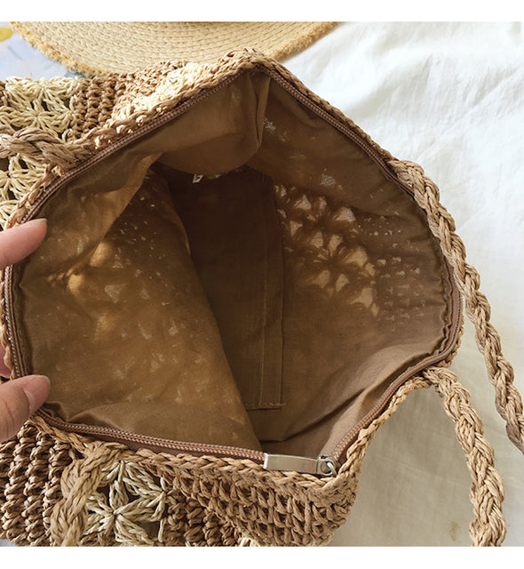 Elena Handbags Patterned Straw Woven Tote Bag - Main Image