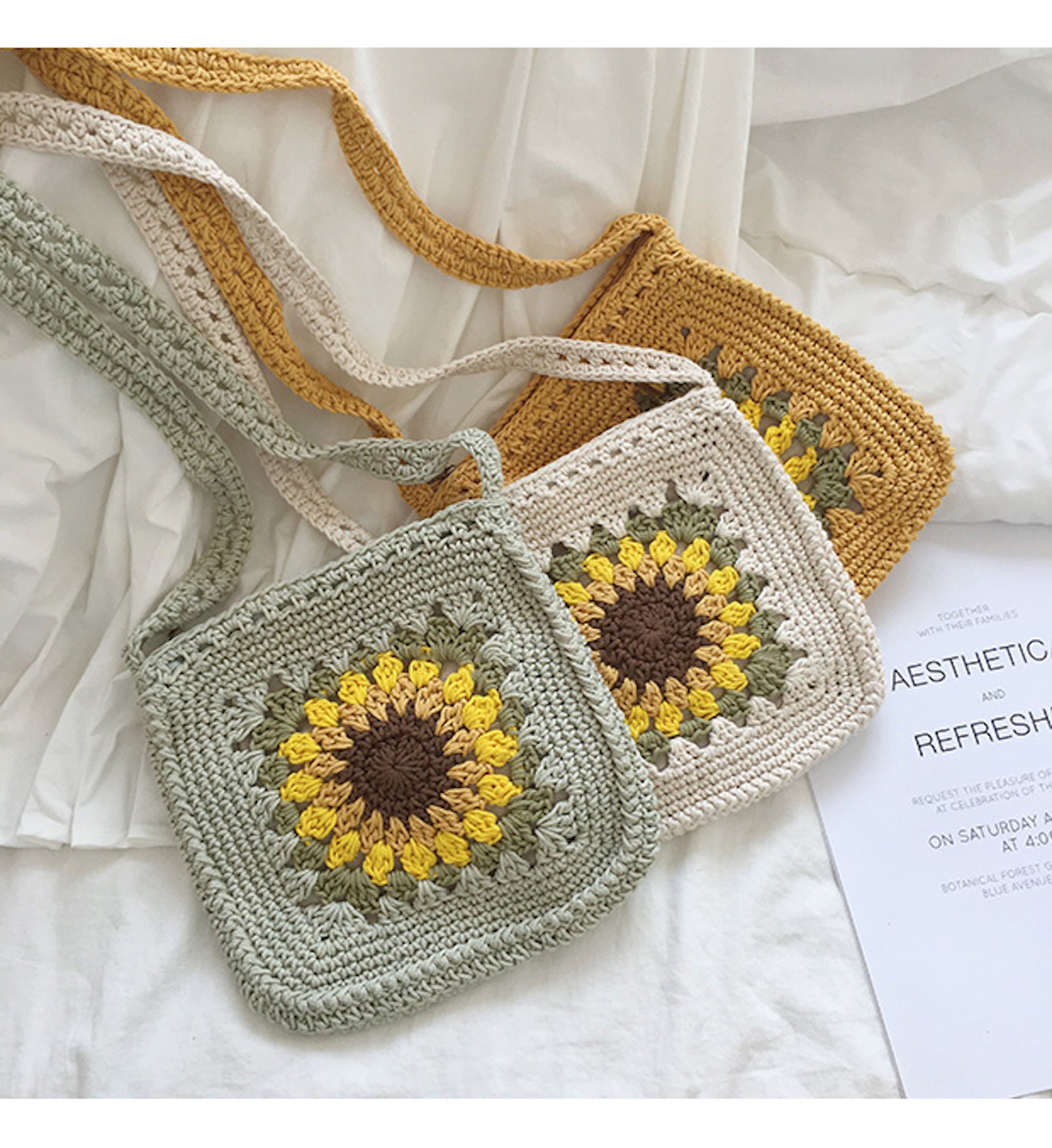 Buy Online High Quality, Unique Handmade Handmade Crochet Sunflower Purse, Hand Woven Crossbody Bag, Cotton Purse, Amigurumi Shoulder Bag, Crossbody Bag - Elena Handbags