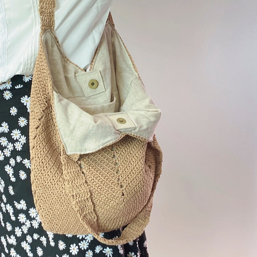 Buy Online Elena Handbags Retro Knitted Shoulder Bag Crochet Cotton Purse