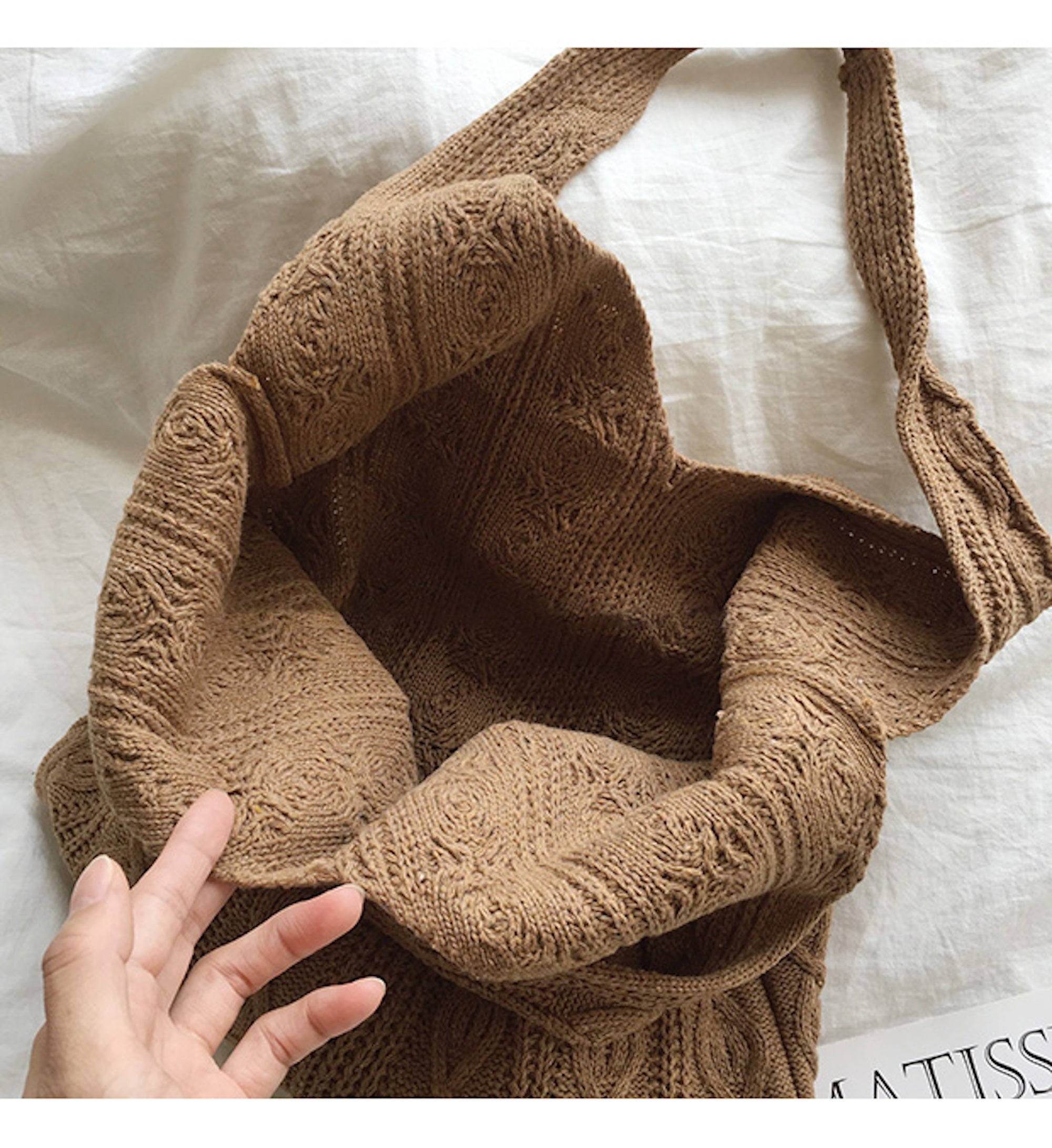 Buy Online High Quality, Unique Handmade Retro Artsy Twist Cotton Knitted Shoulder Bag, Fashion Casual Bag, Handmade Gift for Her, Women's Hand Woven Bag - Elena Handbags