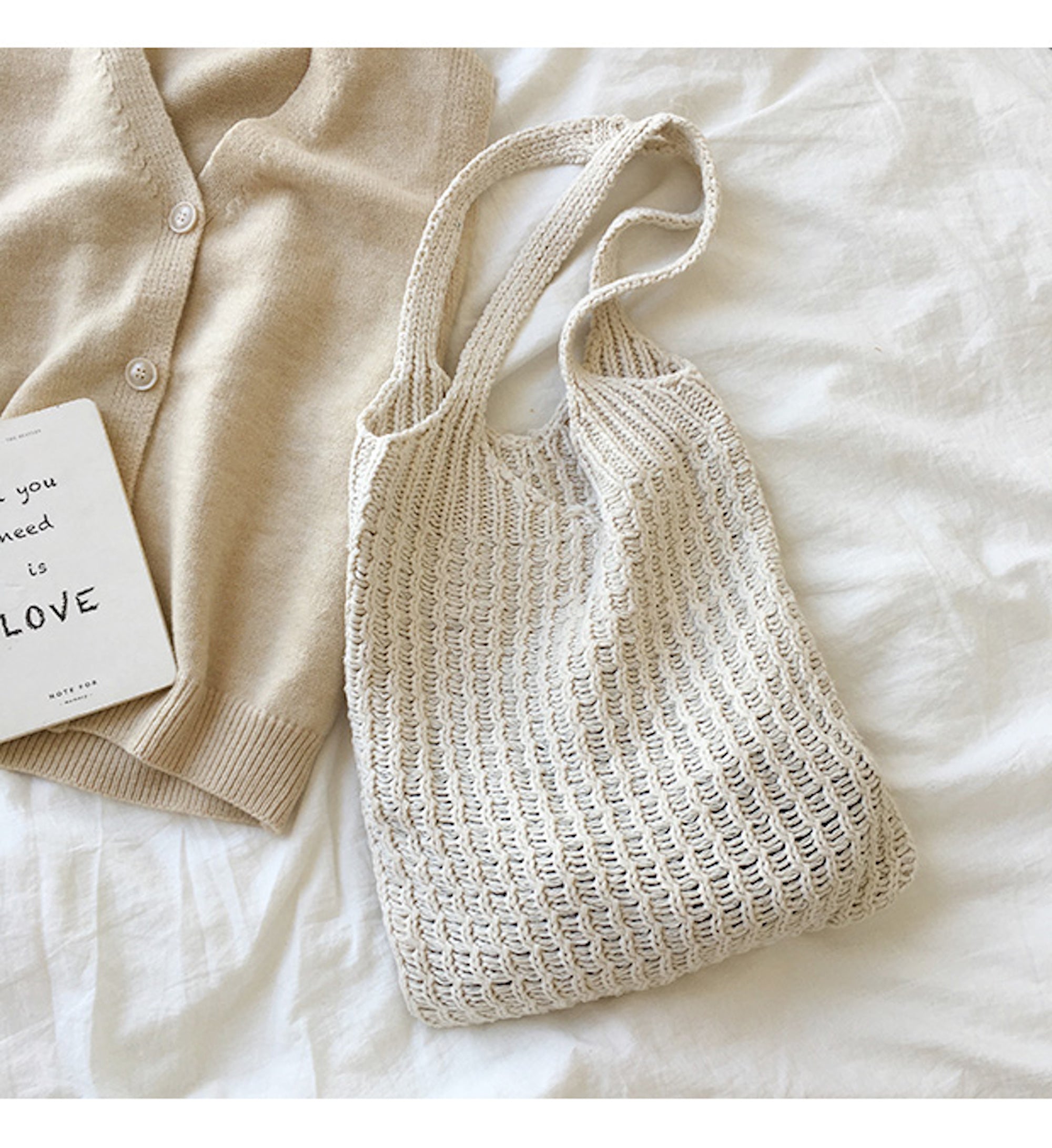 Buy Online High Quality, Unique Handmade Retro Twist Cotton Knitted Shoulder Bag, Fashion Casual Bag, Handmade Gift for Her, Women's Hand Woven Bag - Elena Handbags