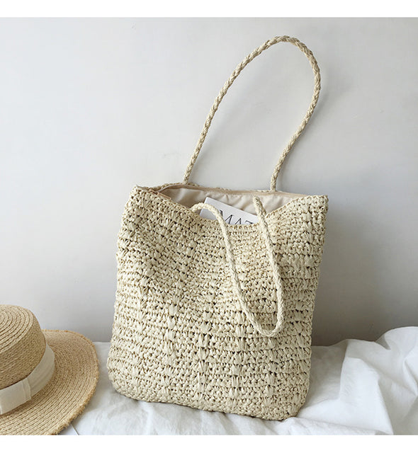 Buy Online High Quality, Unique Handmade Straw Woven Tote Bag, Retro Vibes, Summer Bag, Everyday Shoulder Bag, Beach Bag - Elena Handbags