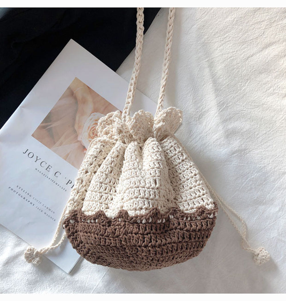 Elena Handbags Retro Cotton Drawstring Shoulder Bag