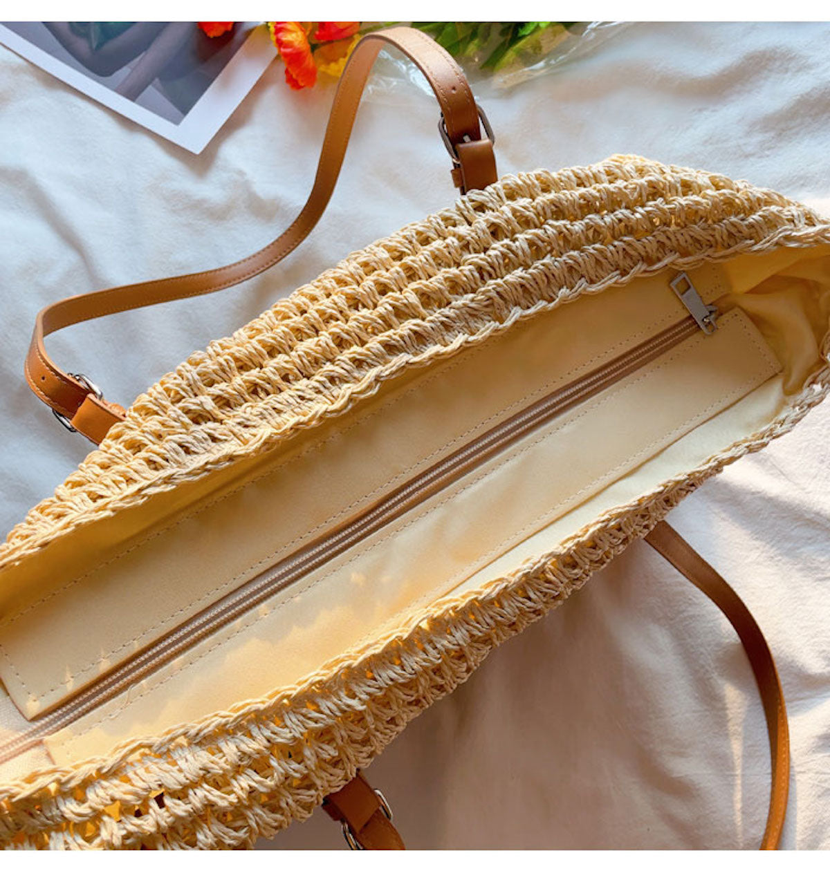Buy Online Elena Handbags Chic Large Straw Woven Summer Bag