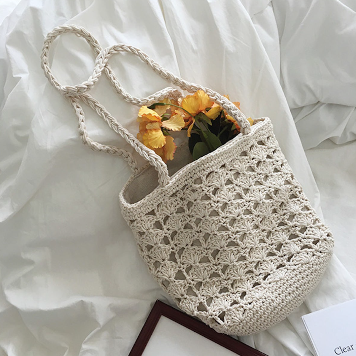 Handmade Crochet Bucket Shoulder Bag