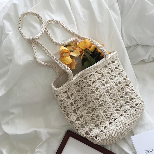 Elena Handbags Handmade Crochet Bucket Shoulder Bag