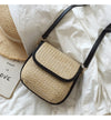 Buy Online High Quality, Unique Handmade Straw Woven Saddle Flap Bag with Leather Trims - Elena Handbags