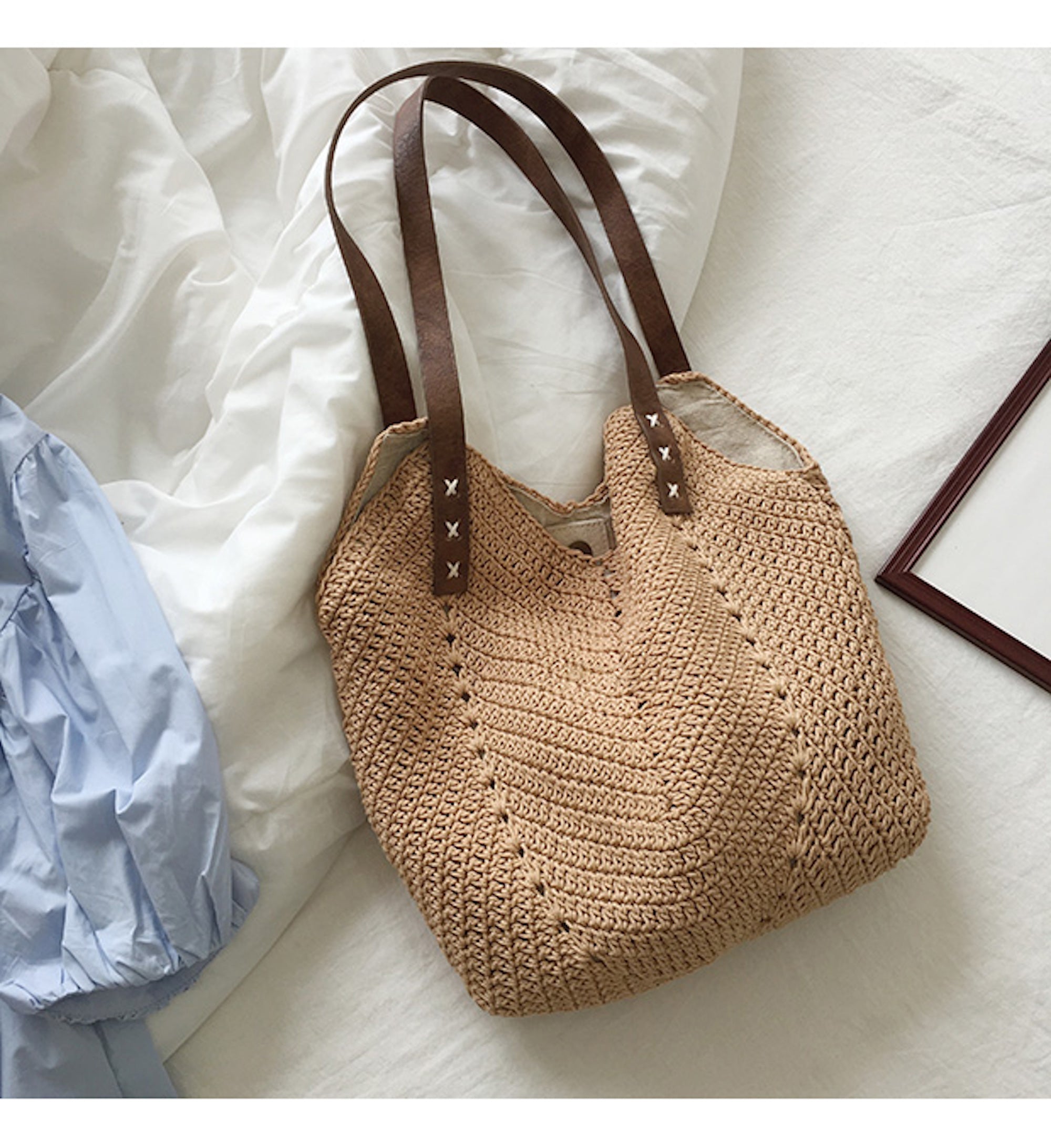 Buy Online High Quality, Unique Handmade Retro Cotton Knitted Shoulder Bag, Hand Woven, Fashion Casual Bag, Gift for Her, Women's Woven Bag - Elena Handbags