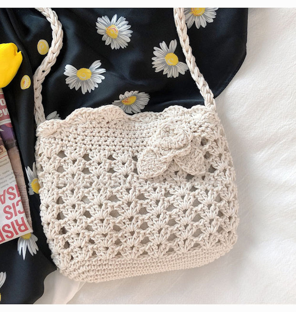 Elena Handbags Floral Crochet Mini Purse Brown