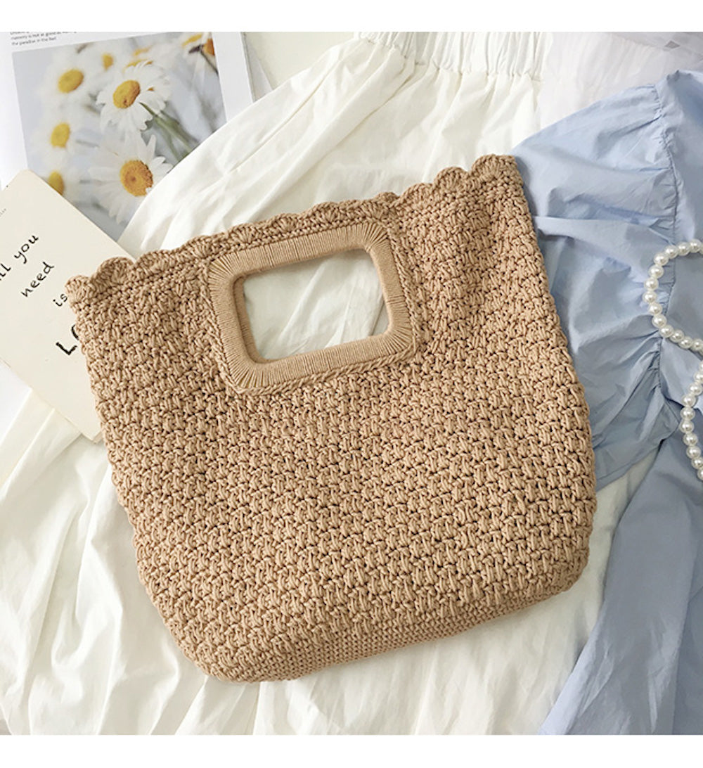 Buy Online High Quality, Unique Handmade Harajuku Style Cotton Knitted Top Handle Tote Bag - Elena Handbags