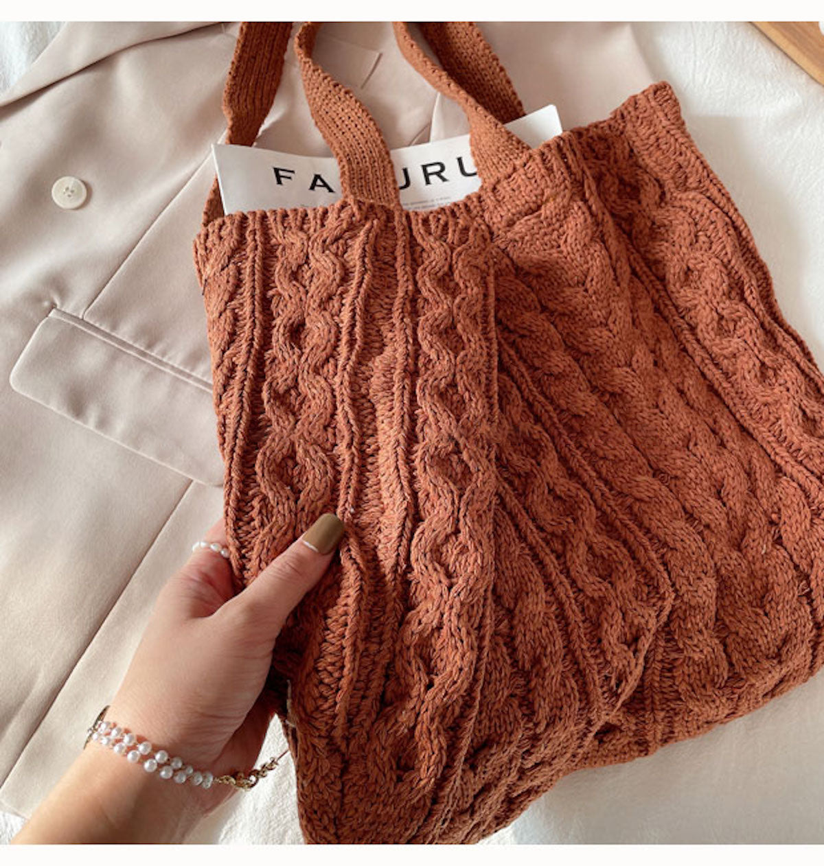 Elena Handbags Hand Knit Tote Bag  Knitting tote, Hand knit bag, Knitting  tote bag