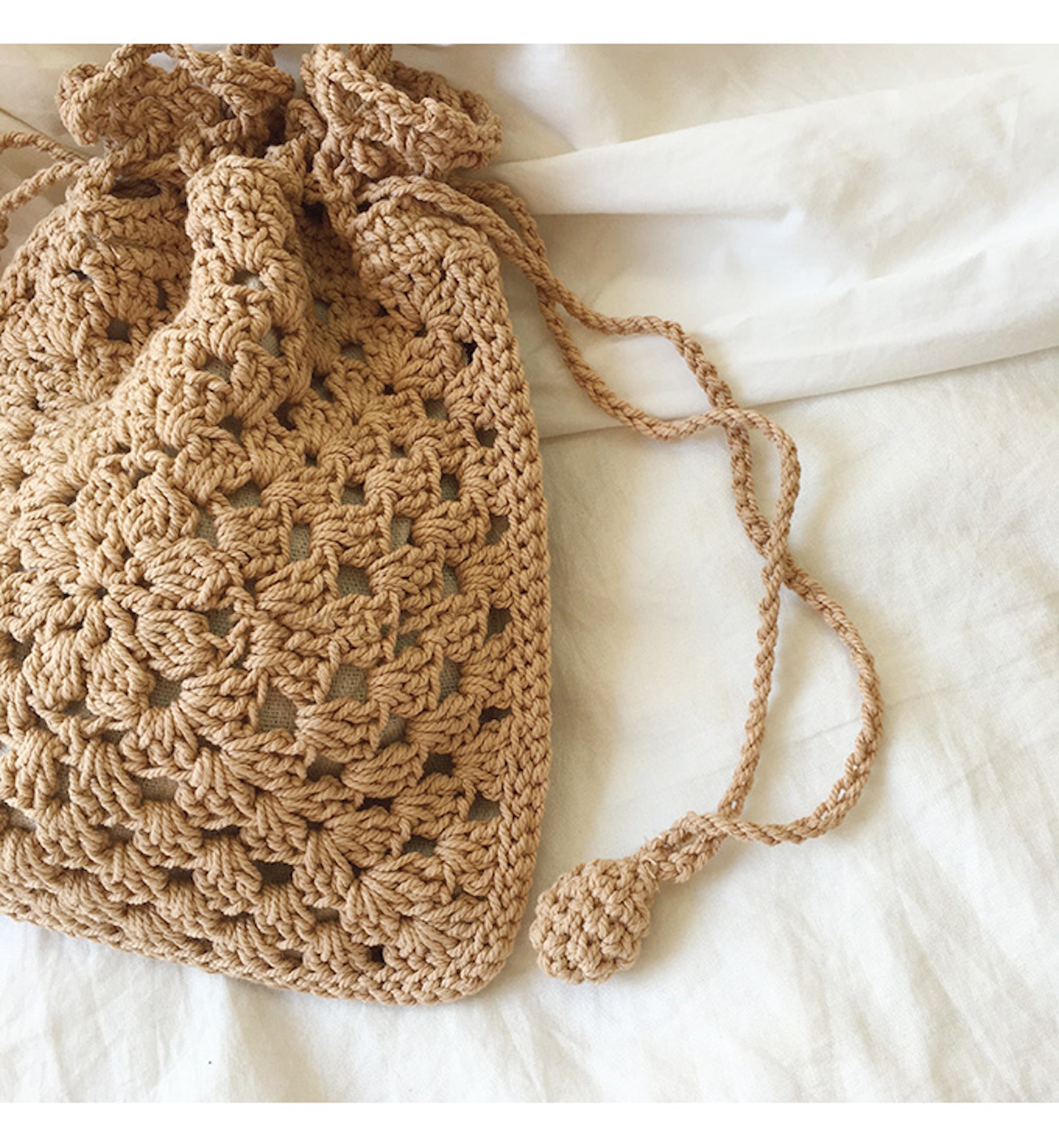 Buy Online High Quality, Unique Handmade Retro Cotton Knitted Shoulder Bucket Bag with Tassel, Hand Crochet Woven Purse, Fashion Casual Bag, Crossbody Bag Women's Purse Shoulder Bag - Elena H
