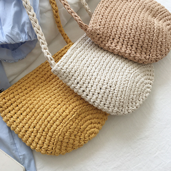 Elena Handbags Small Cotton Knitted Shoulder Bag