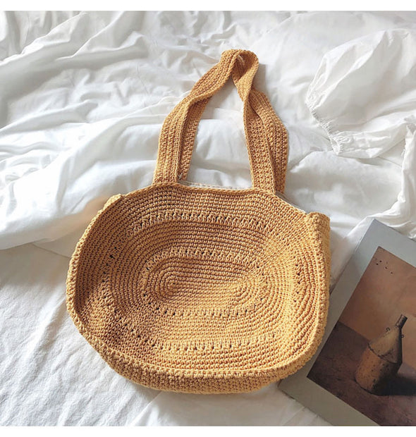 Buy Online High Quality, Unique Handmade Retro Artsy Cotton Knitted Shoulder Bag, Hand Woven, Fashion Casual Bag, Gift for Her, Women's Bag - Elena Handbags