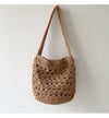Buy Online Elena Handbags Patterned Straw Shoulder Bucket Bag