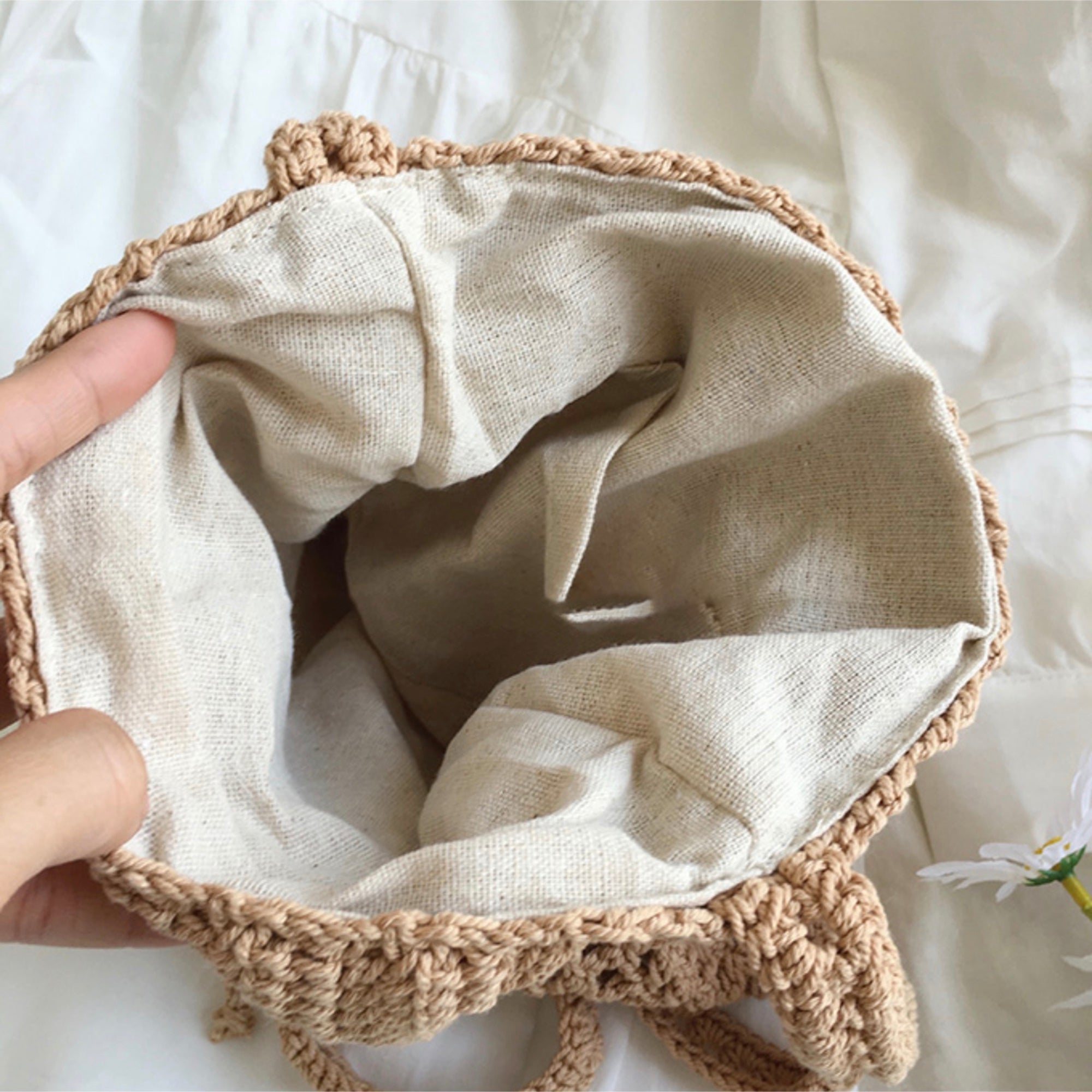 Buy Online High Quality, Unique Handmade Retro Artsy Cotton Knitted Shoulder Bag, Handmade Crochet Crossbody Bag, Fashion Casual Bag, Gift for Her, Women's Woven Drawstring Bag - Elena Handba