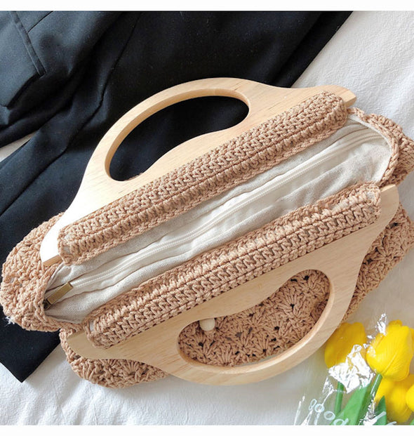 Buy Online High Quality, Unique Handmade Crochet Harajuku Style Cotton Knitted Top Handle Bag - Elena Handbags