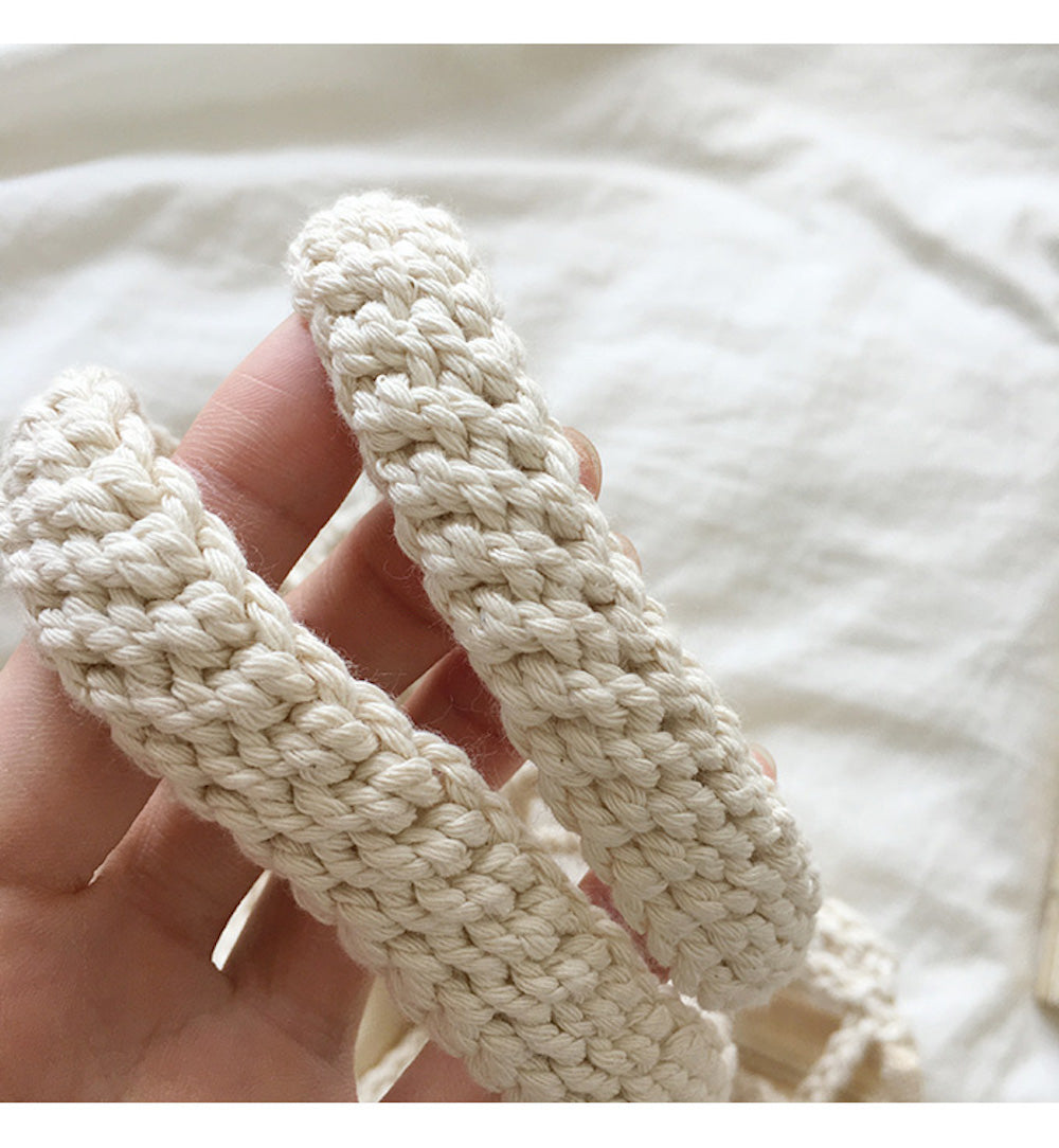 Buy Online High Quality, Unique Handmade Crochet Medium Cotton Knitted Top Handle Bag with Fishnet Design - Elena Handbags