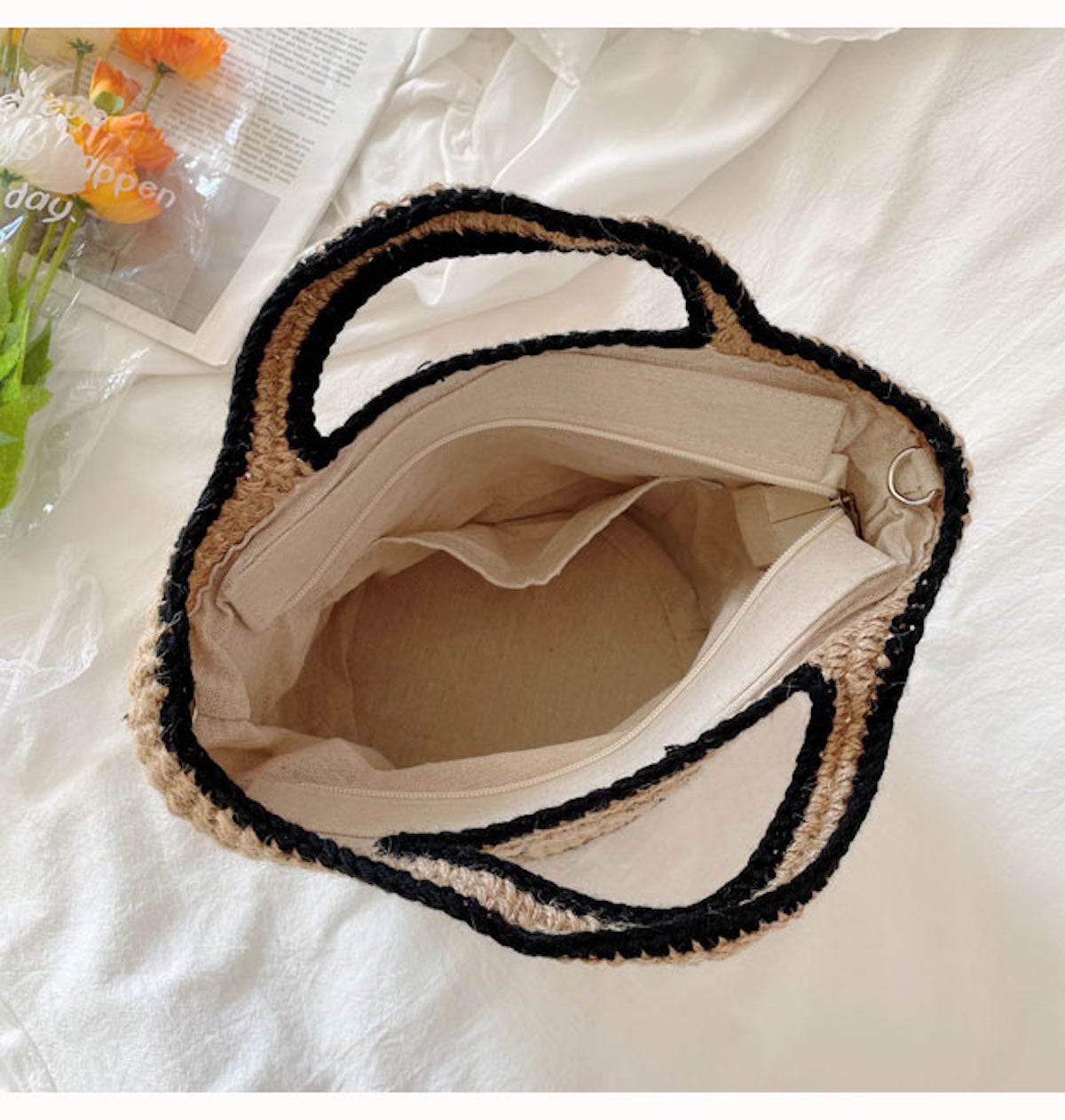Buy Online Twine Woven Smiley Face Bag, Fashion Shoulder Purse