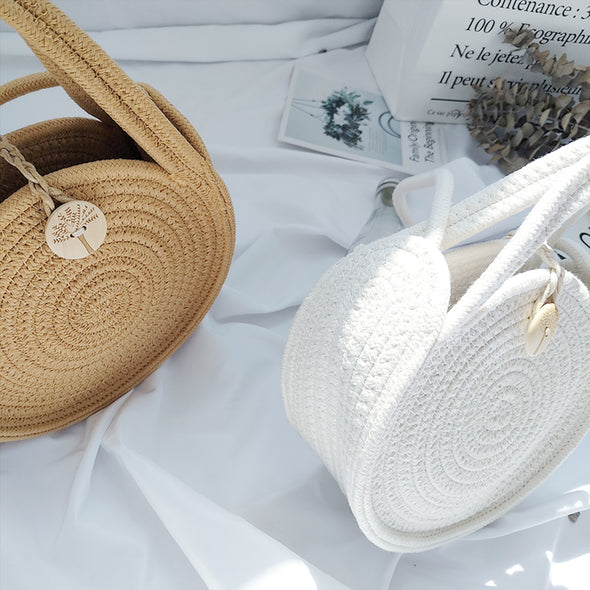 Buy Online Elena Handbags Round Knit Shoulder Bag Women's Fashion Woven Bag