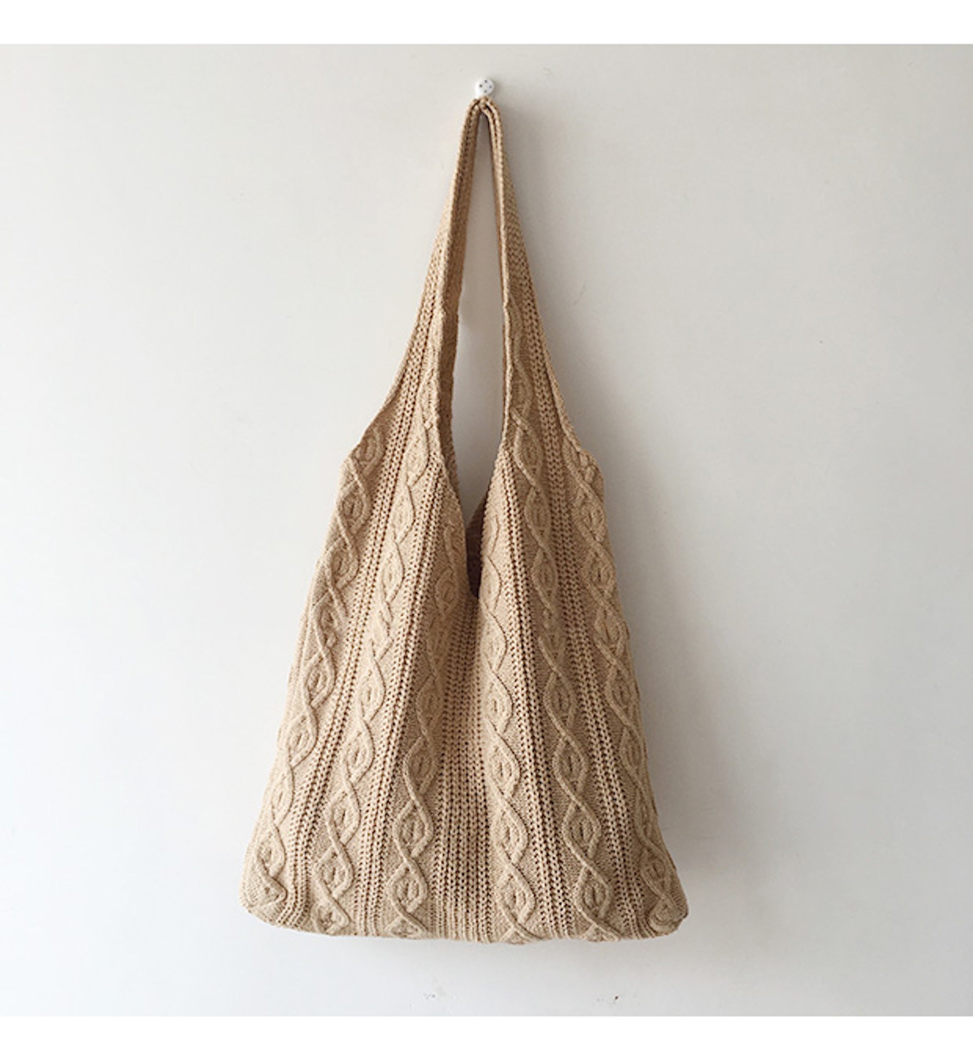 Buy Online High Quality, Unique Handmade Retro Artsy Twist Cotton Knitted Shoulder Bag, Fashion Casual Bag, Handmade Gift for Her, Women's Hand Woven Bag - Elena Handbags