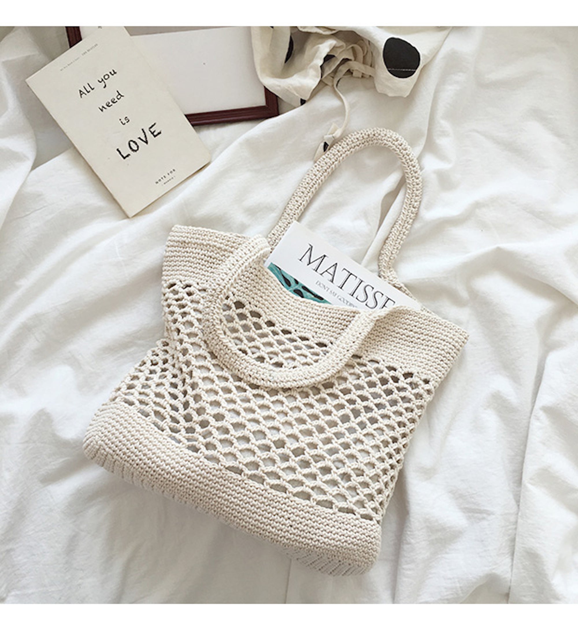 Buy Online High Quality, Unique Handmade Retro Fish Net Cotton Knitted Shoulder Bag, Hand Woven, Fashion Casual Bag, Gift for Her, Women's Woven Bag - Elena Handbags