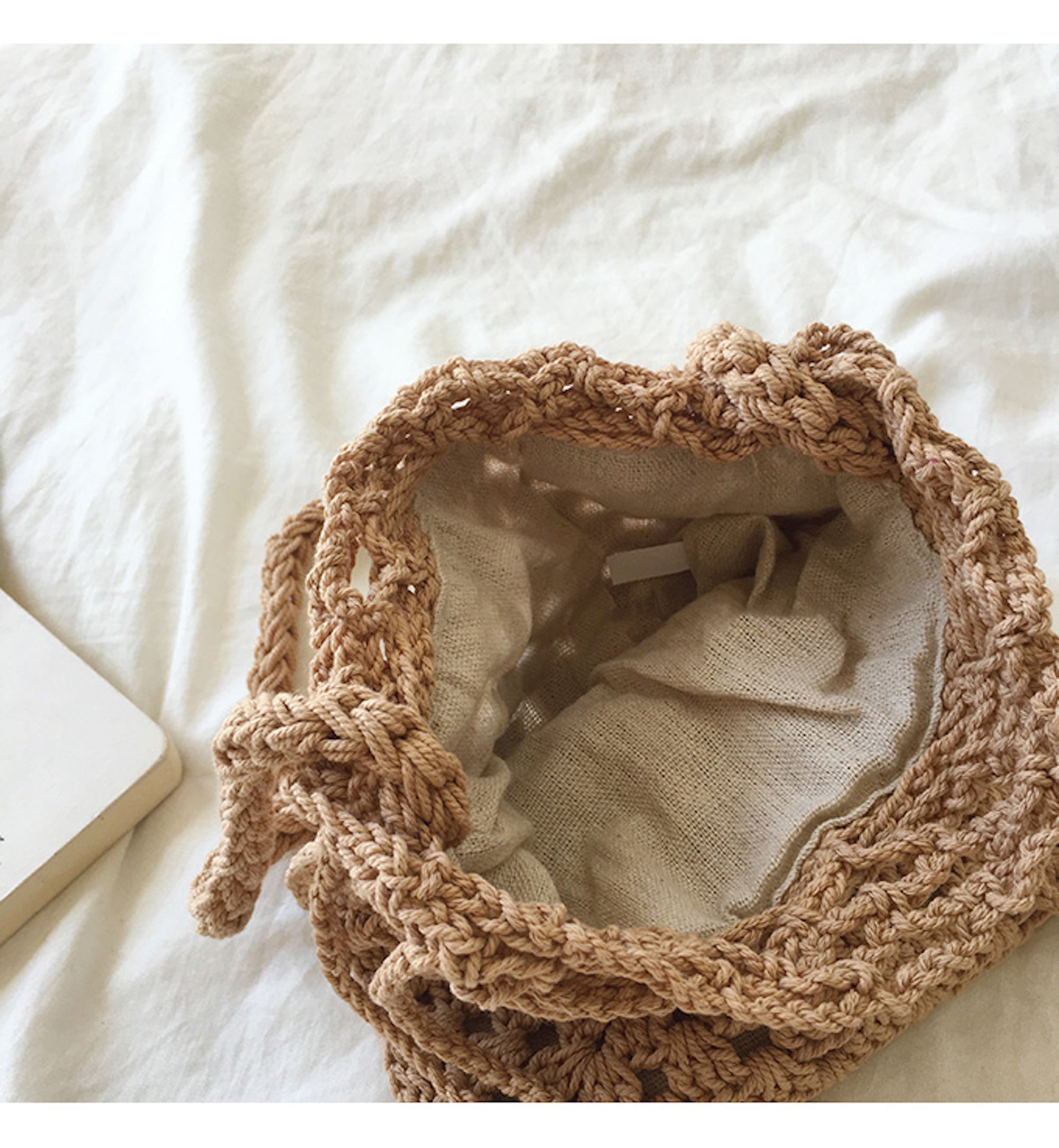 Buy Online High Quality, Unique Handmade Retro Cotton Knitted Shoulder Bucket Bag with Tassel, Hand Crochet Woven Purse, Fashion Casual Bag, Crossbody Bag Women's Purse Shoulder Bag - Elena H