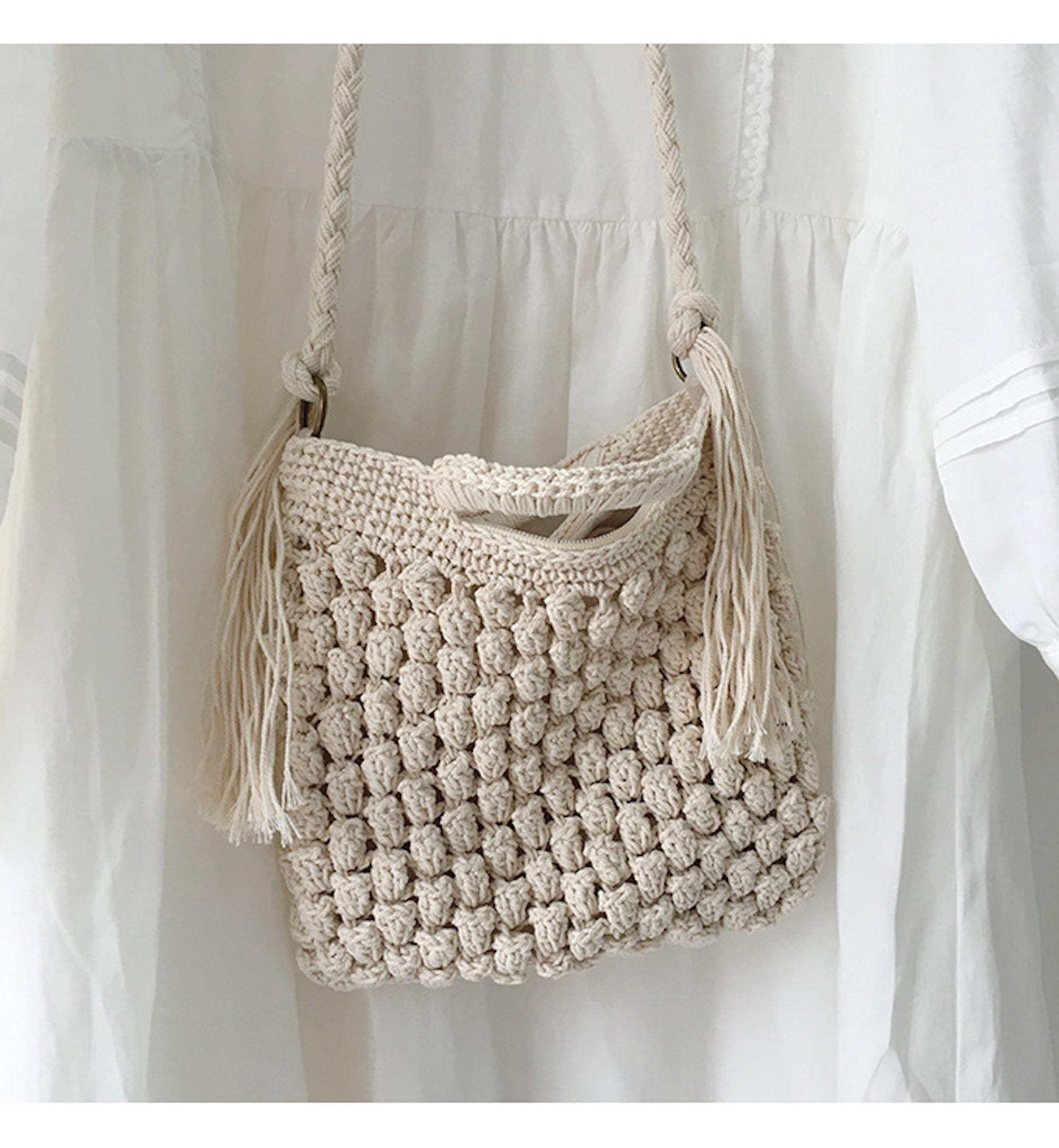Buy Online High Quality, Unique Handmade Retro Cotton Knitted Shoulder Bag, Hand Woven, Fashion Casual Bag, Gift for Her, Women's Woven Bag - Elena Handbags