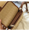 Buy Online High Quality, Unique Handmade Straw Woven Saddle Flap Bag with Leather Trims and Button - Elena Handbags