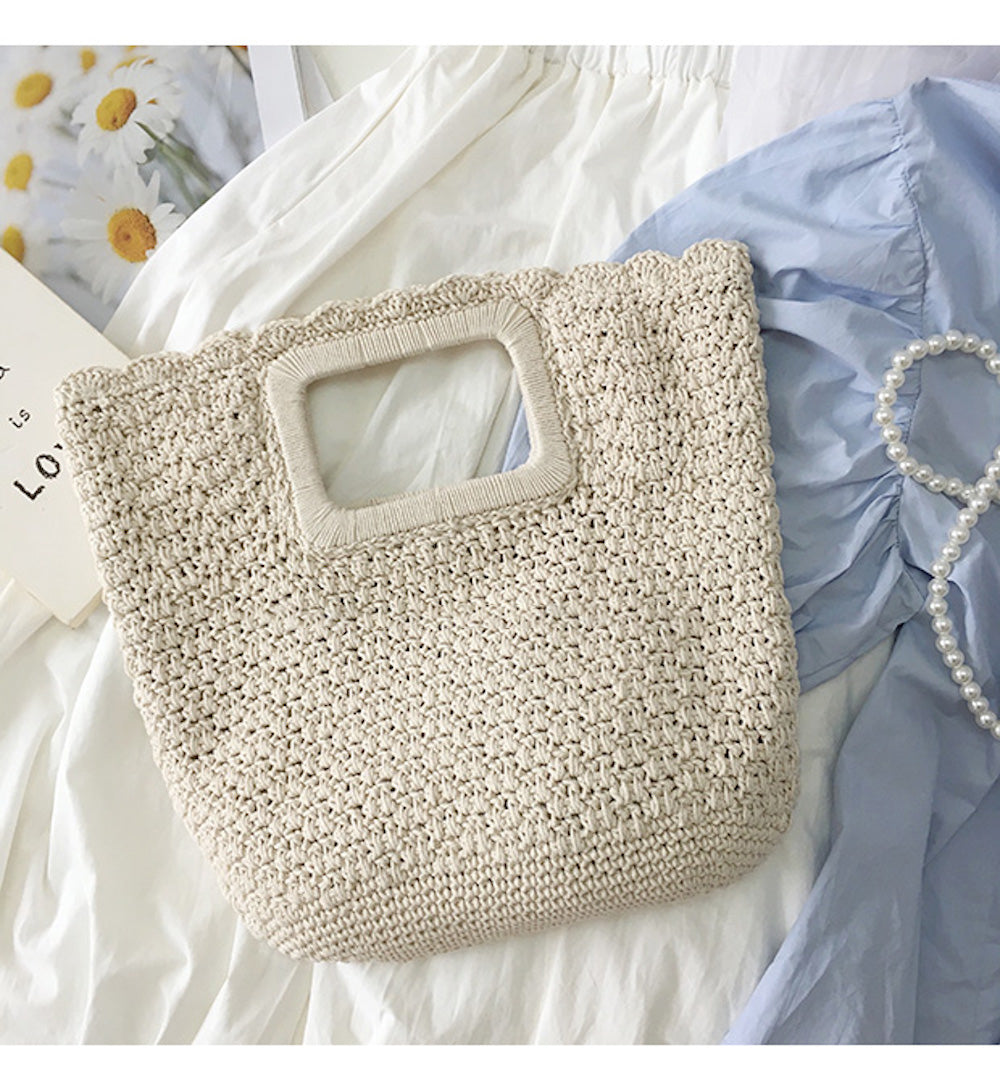 Buy Online High Quality, Unique Handmade Harajuku Style Cotton Knitted Top Handle Tote Bag - Elena Handbags