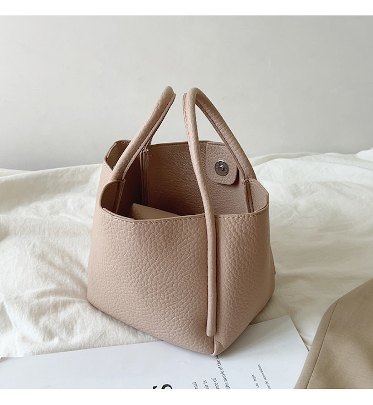 Elena Handbags Soft Leather Tote Bucket Bag Light Brown