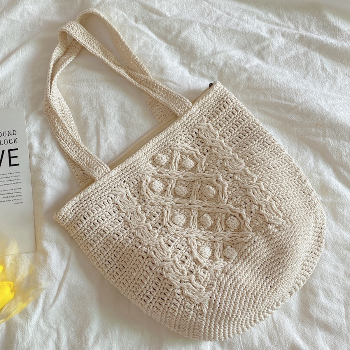 Handmade Cotton Knitted Shoulder Bucket Bag