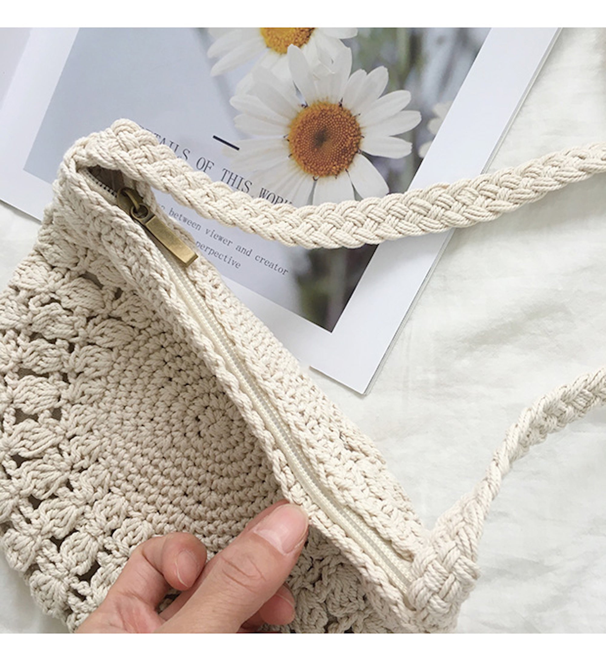 Buy Online High Quality, Unique Handmade Small Boho Cotton Knitted Shoulder Bag, Handmade Crochet Bag, Fashion Casual Bag, Gift for Her, Women's Woven Bag - Elena Handbags