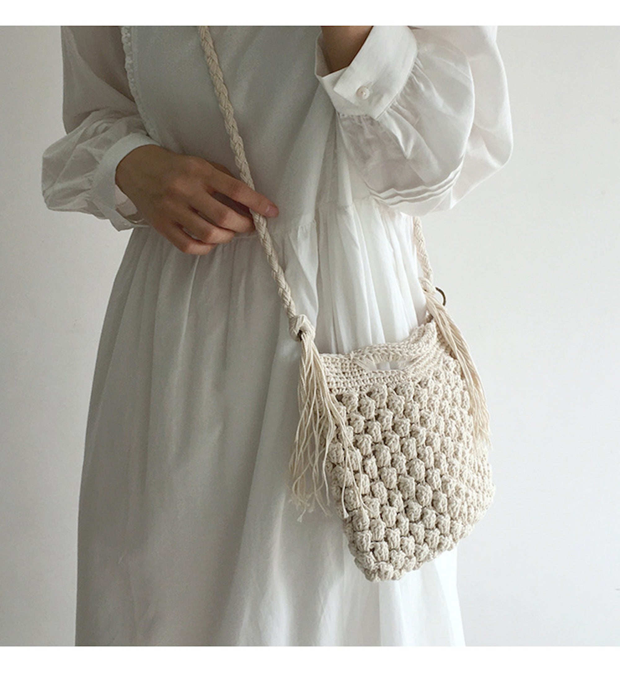 Buy Online High Quality, Unique Handmade Retro Cotton Knitted Shoulder Bag, Hand Woven, Fashion Casual Bag, Gift for Her, Women's Woven Bag - Elena Handbags